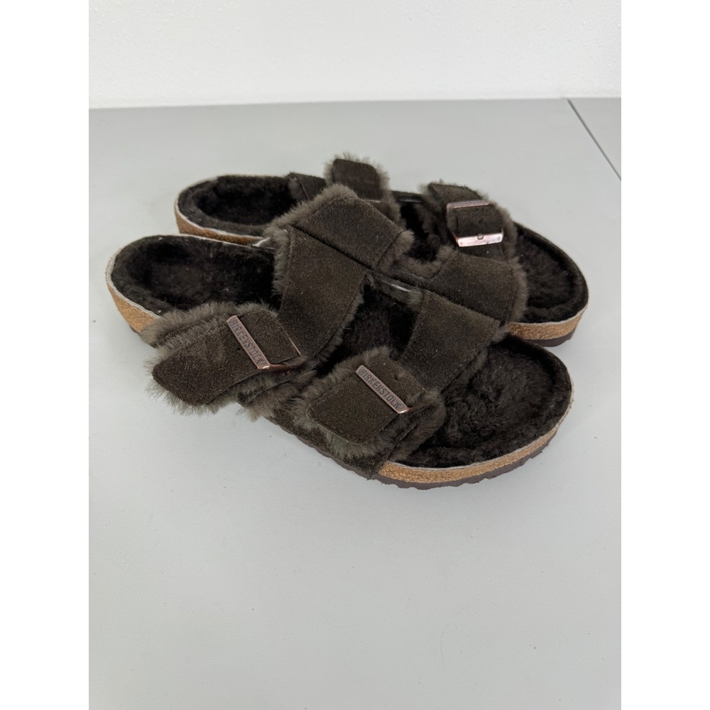 Birkenstock Arizona Shearling Mocha Suede Sandals EU 42 L11 M9 Brown Slides